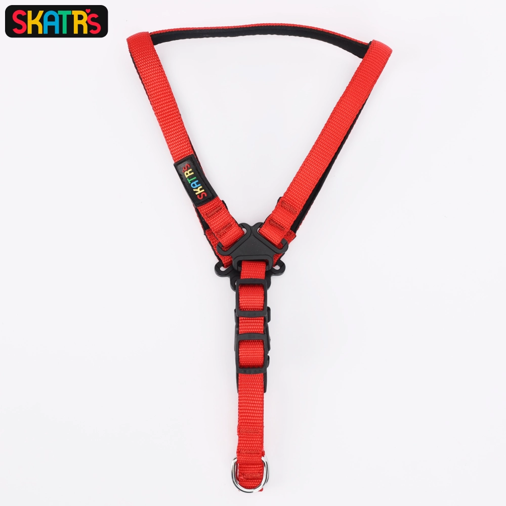 Skatrs Padded Nylon Y Harness for Dogs & Cats (Red)
