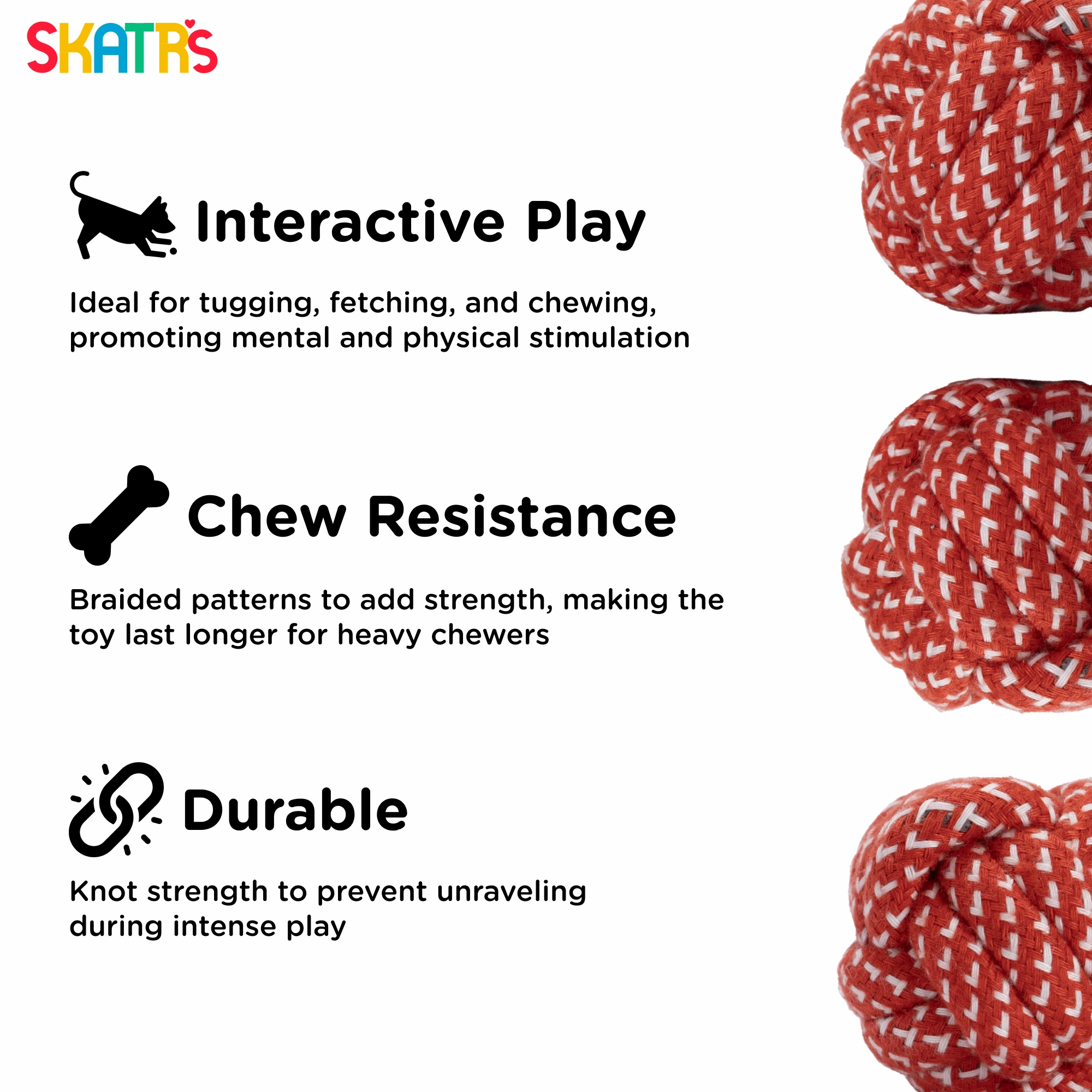 Skatrs Rope Ball Toy, Barkbutler x Fofos Plush Fox & Natural Remedies Strawberry Chicken Dog Combo