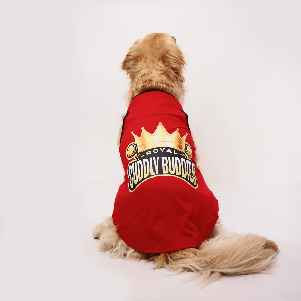 Skatrs Royal Cuddly Buddies Cricket Jersey for Dogs and Cats (Red)