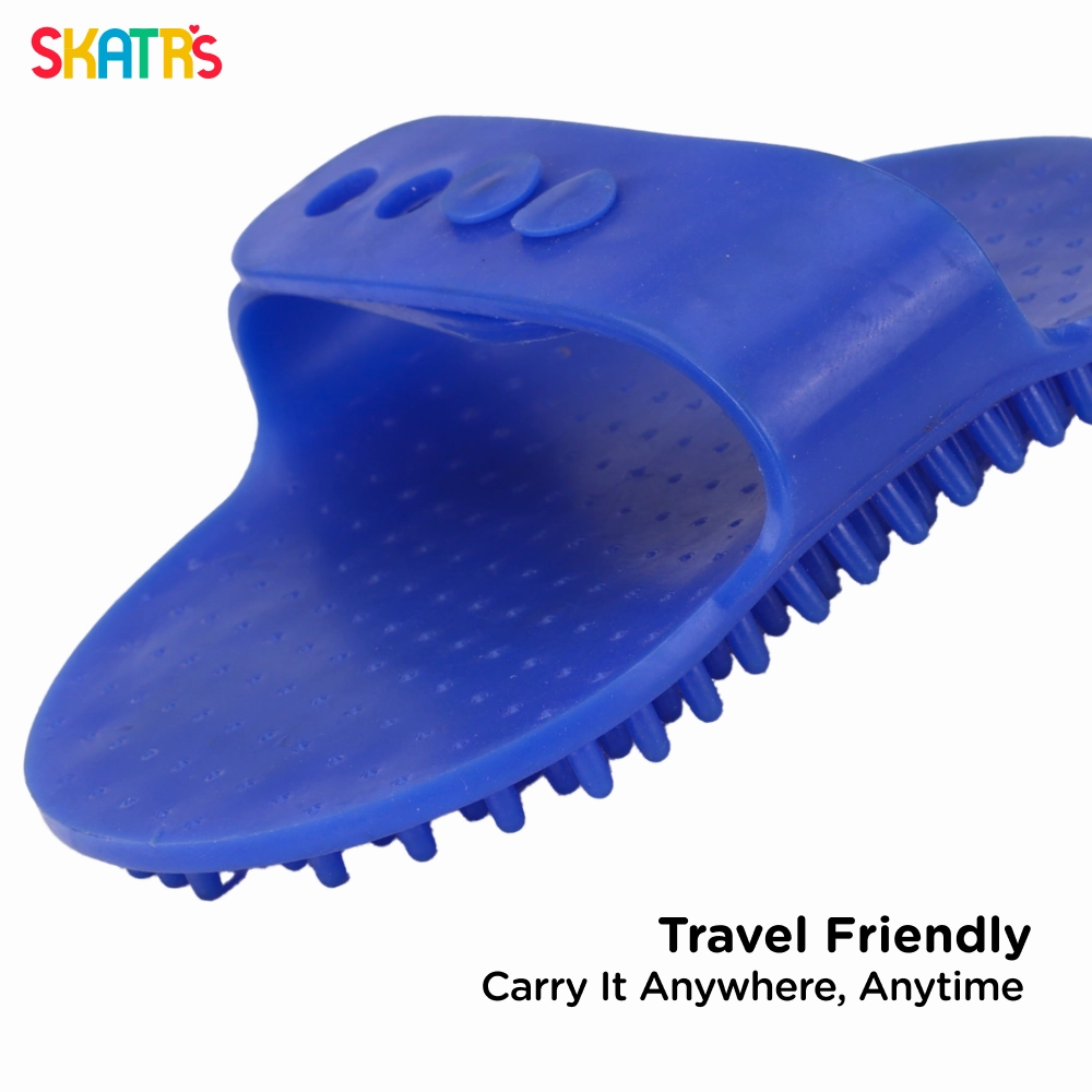 Skatrs Rubber Bristles Massage Hand Brush Comb for Dogs & Cats (Blue)