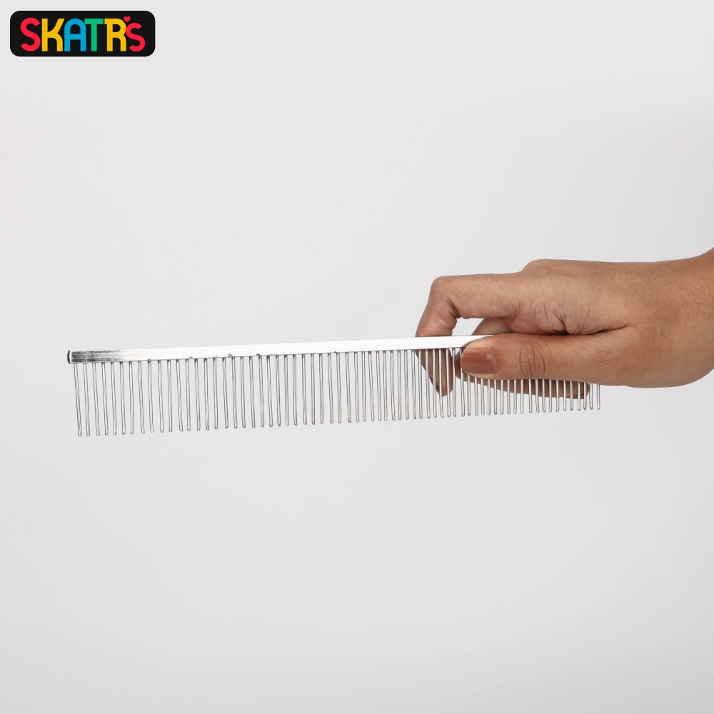 Skatrs Stainless Steel Rounded Teeth Grooming Comb Brush  Dogs and Cats (Silver)