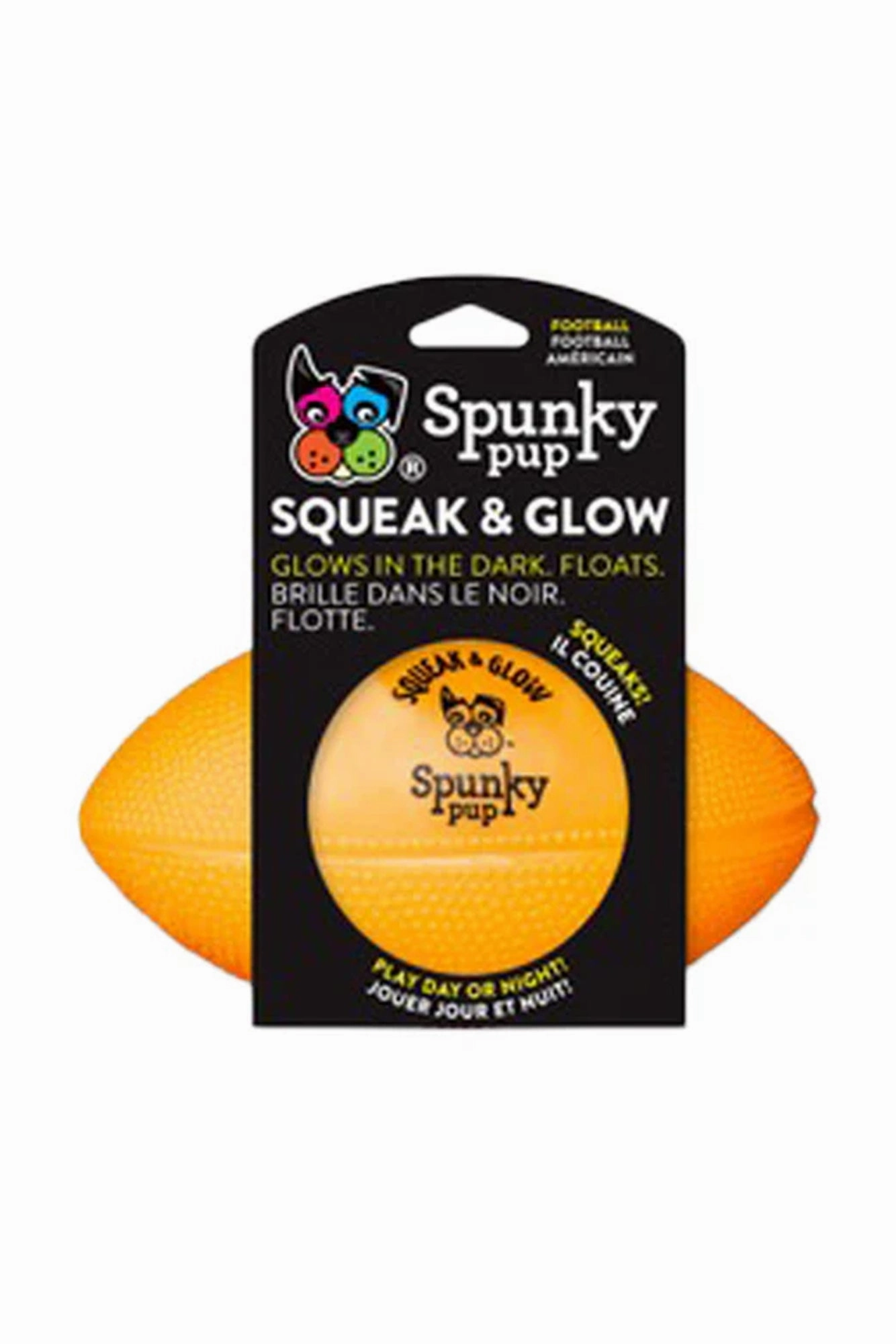 Spunky Pup Squeak and Glow Football Toy