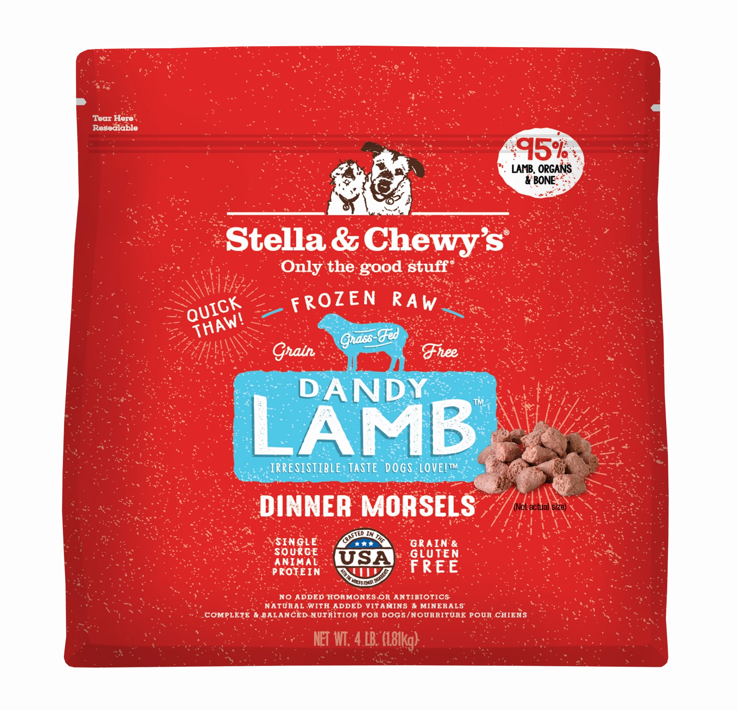 Stella & Chewy's Dog Raw Frozen Super Lamb Morsels 4 lbs.