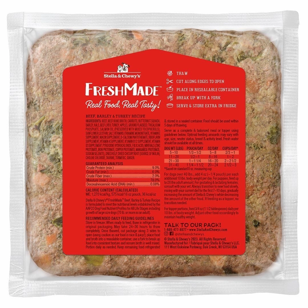 Stella & Chewy's FreshMade Beef, Barley and Turkey Gently Cooked Dog Food