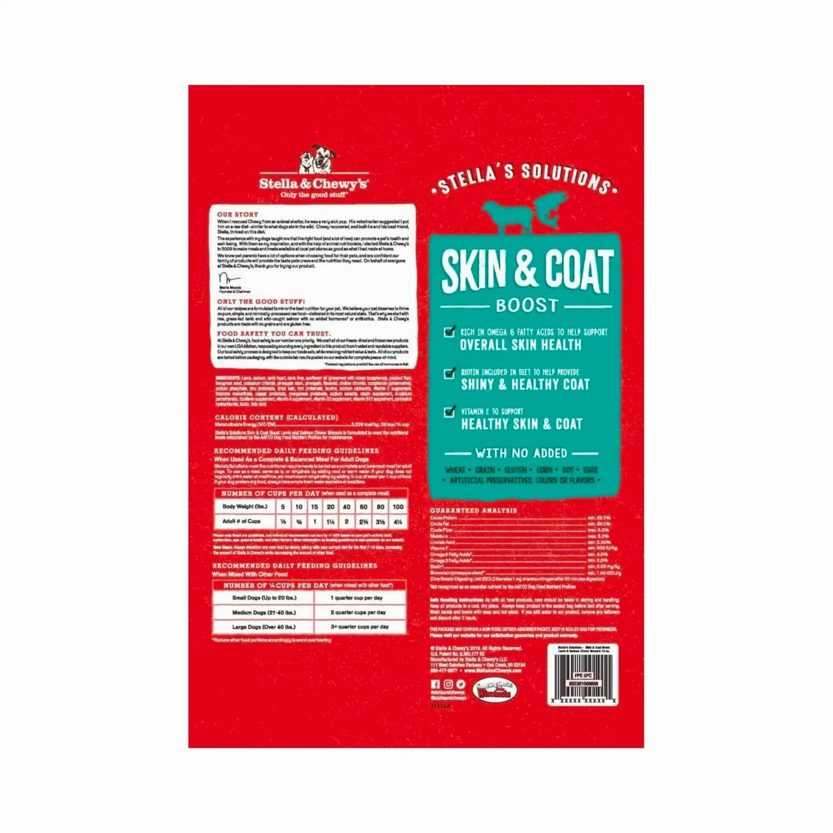 Stellas Solutions Skin & Coat Boost Grass-Fed Lamb & Wild-Caught Salmon Dinner Morsels for Dogs