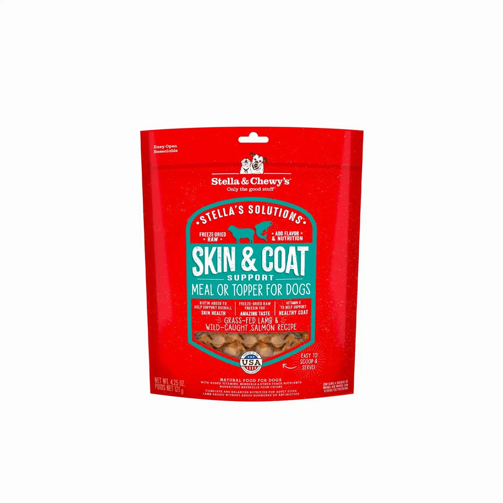 Stellas Solutions Skin & Coat Boost Grass-Fed Lamb & Wild-Caught Salmon Dinner Morsels for Dogs