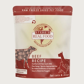 STEVE'S REAL FOOD Freeze-Dried Raw Beef Recipe for Dogs and Cats
