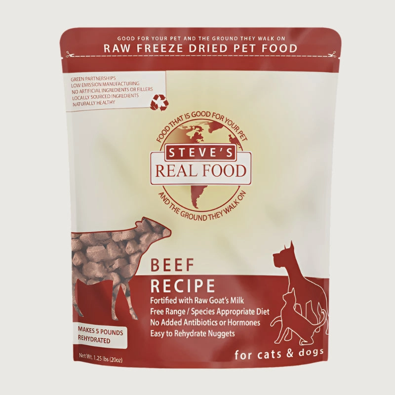 STEVE'S REAL FOOD Freeze-Dried Raw Beef Recipe for Dogs and Cats