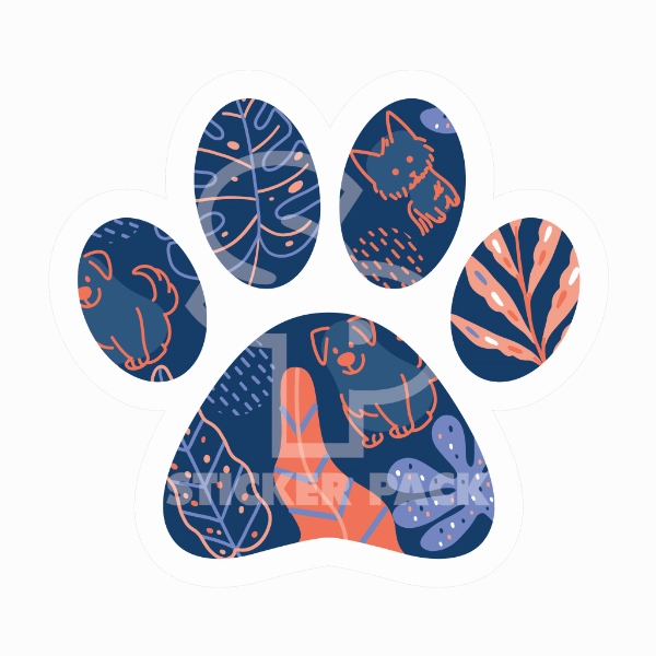 Sticker Pack Dog Paw - Pet Plants; Large Sticker
