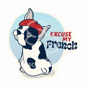 Sticker Pack Dog Sayings - Excuse My Frenchie Dog; Large Sticker