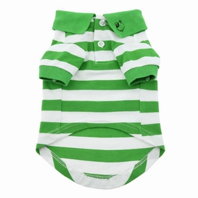 Striped Dog Polo Greenery/White