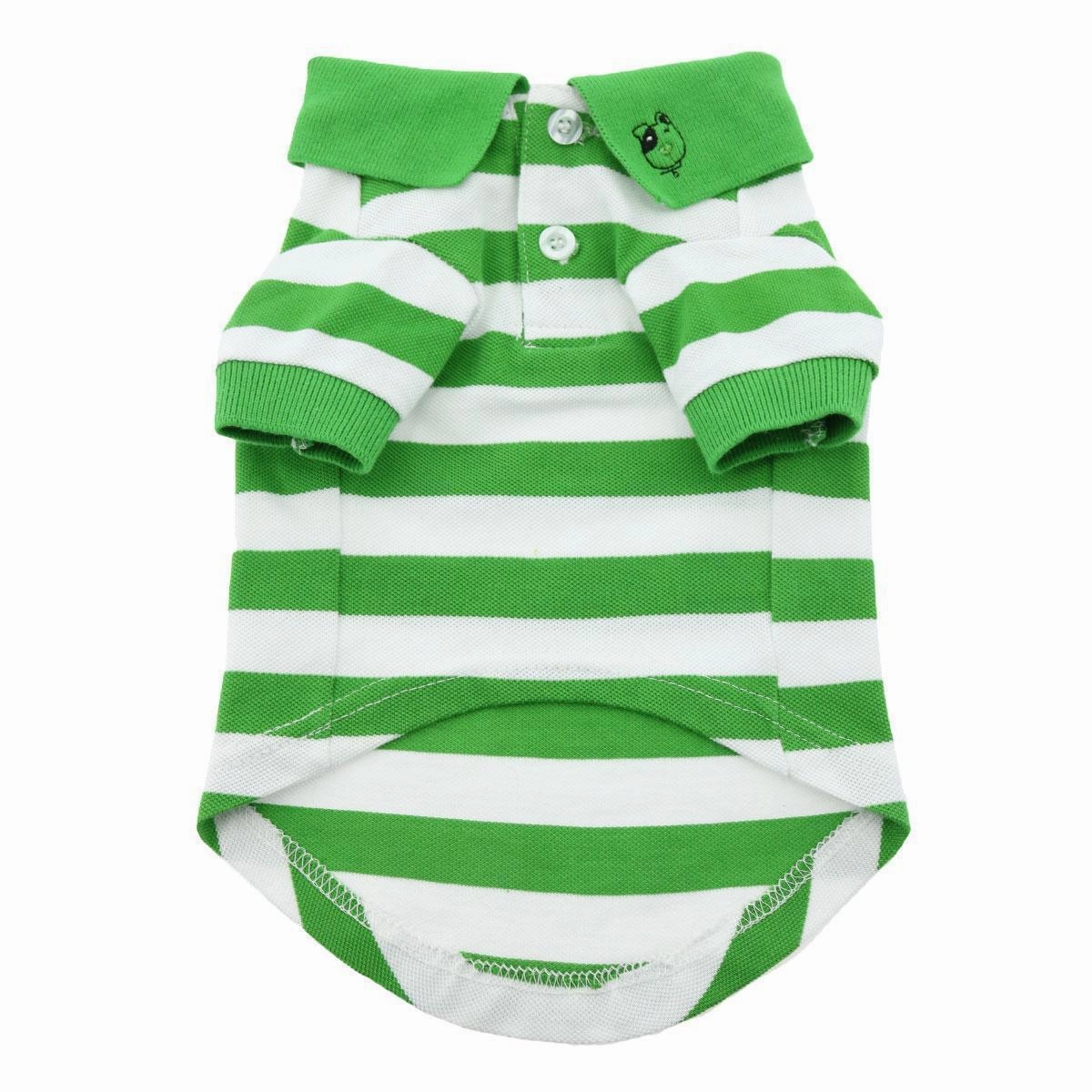 Striped Dog Polo Greenery/White