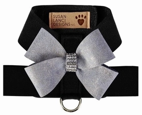 Susan Lanci Black Tinkie Harness with Platinum Glitzerati Nouveau Bow
