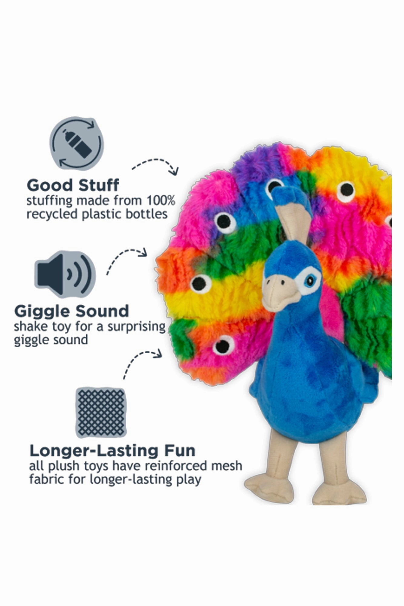 Tall Tails Peacock Squeaker Plush Dog Toy