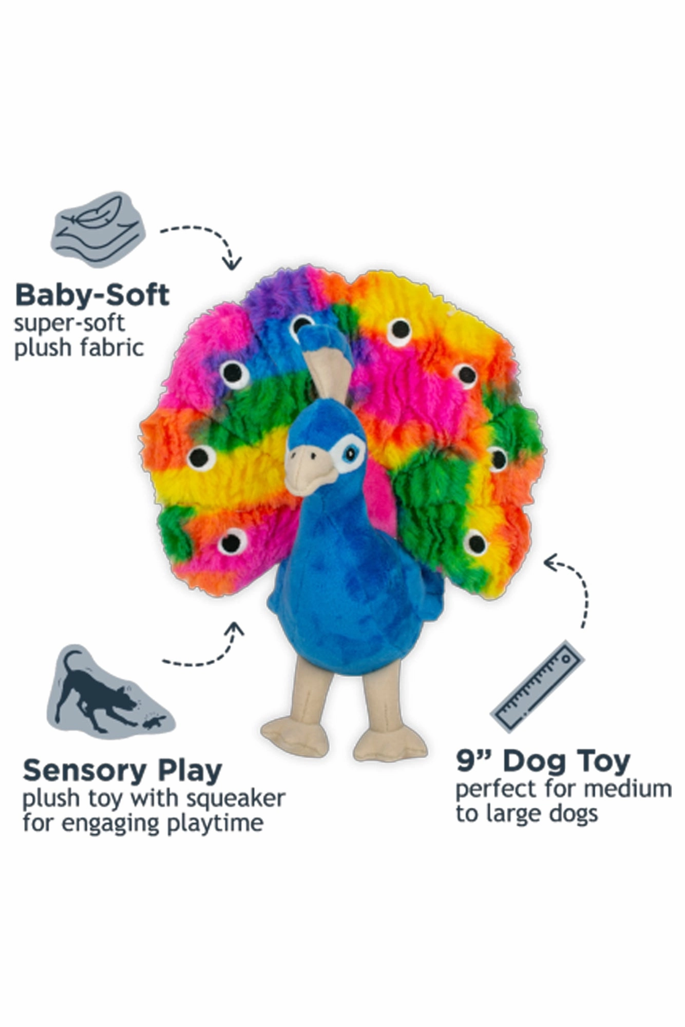 Tall Tails Peacock Squeaker Plush Dog Toy