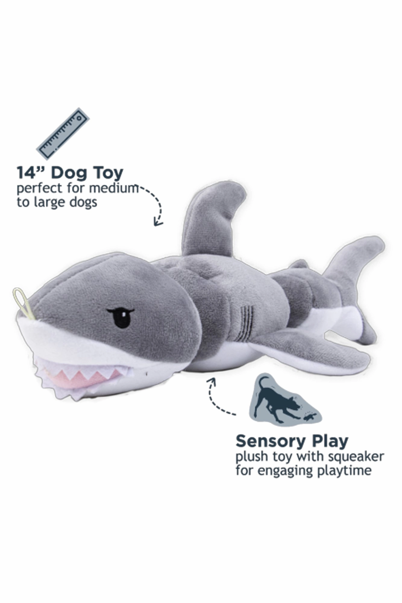 Tall Tails Shark Jointed Plush Dog Toy