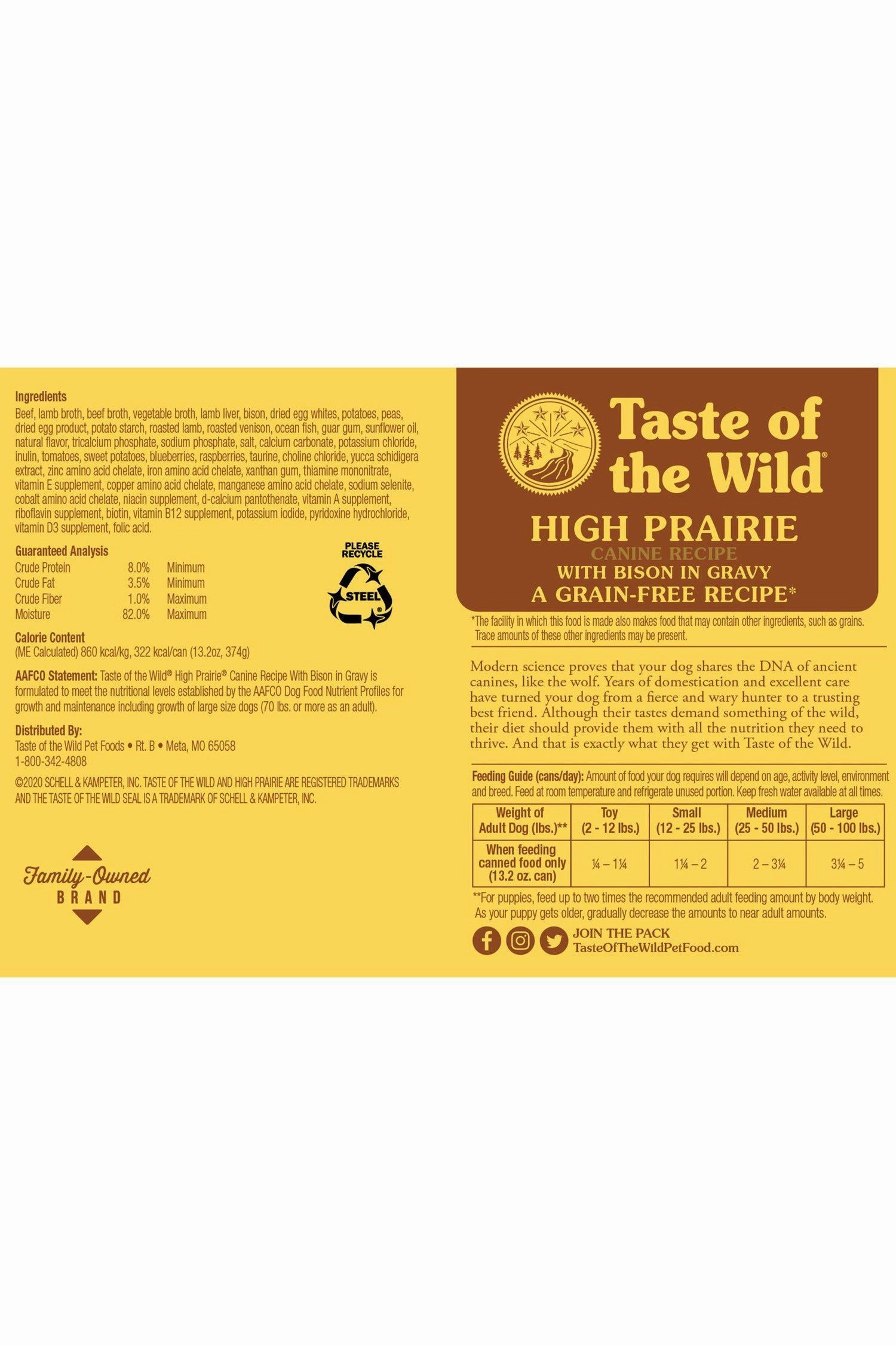 Taste of the Wild High Prairie Wet Dog Food