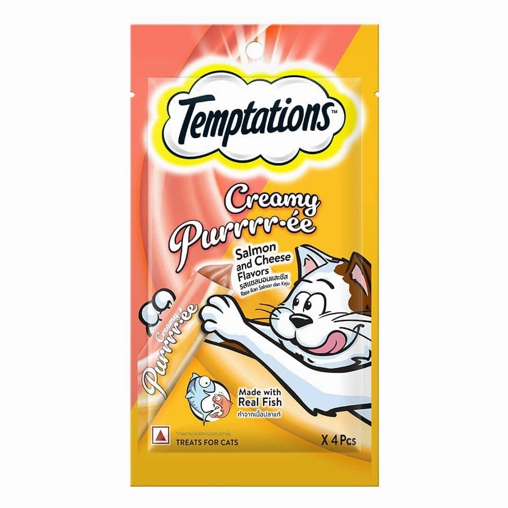 Temptations Creamy Purrrr ee Salmon & Cheese and Creamy Purrrr ee Maguro & Scallop Cat Treats Combo