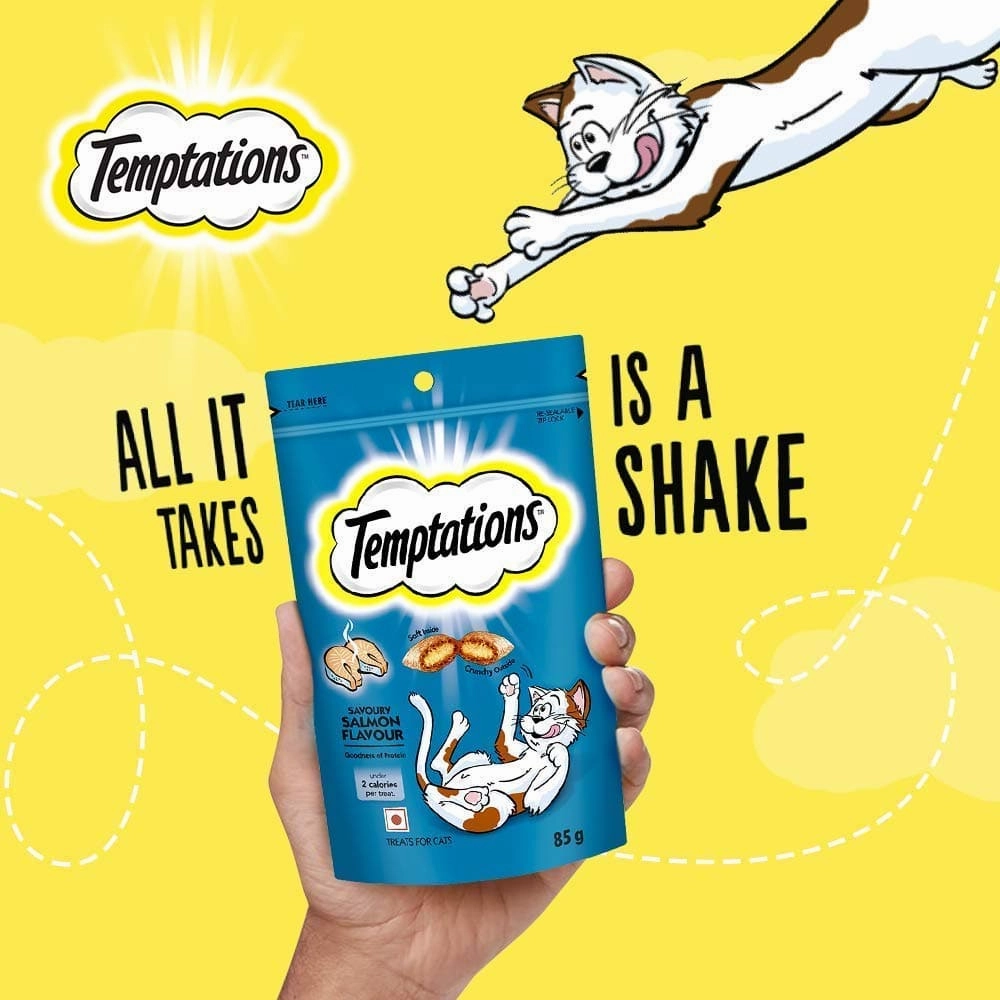 Temptations Savoury Salmon, Seafood Medley and Tempting Tuna Flavour Cat Treats Combo