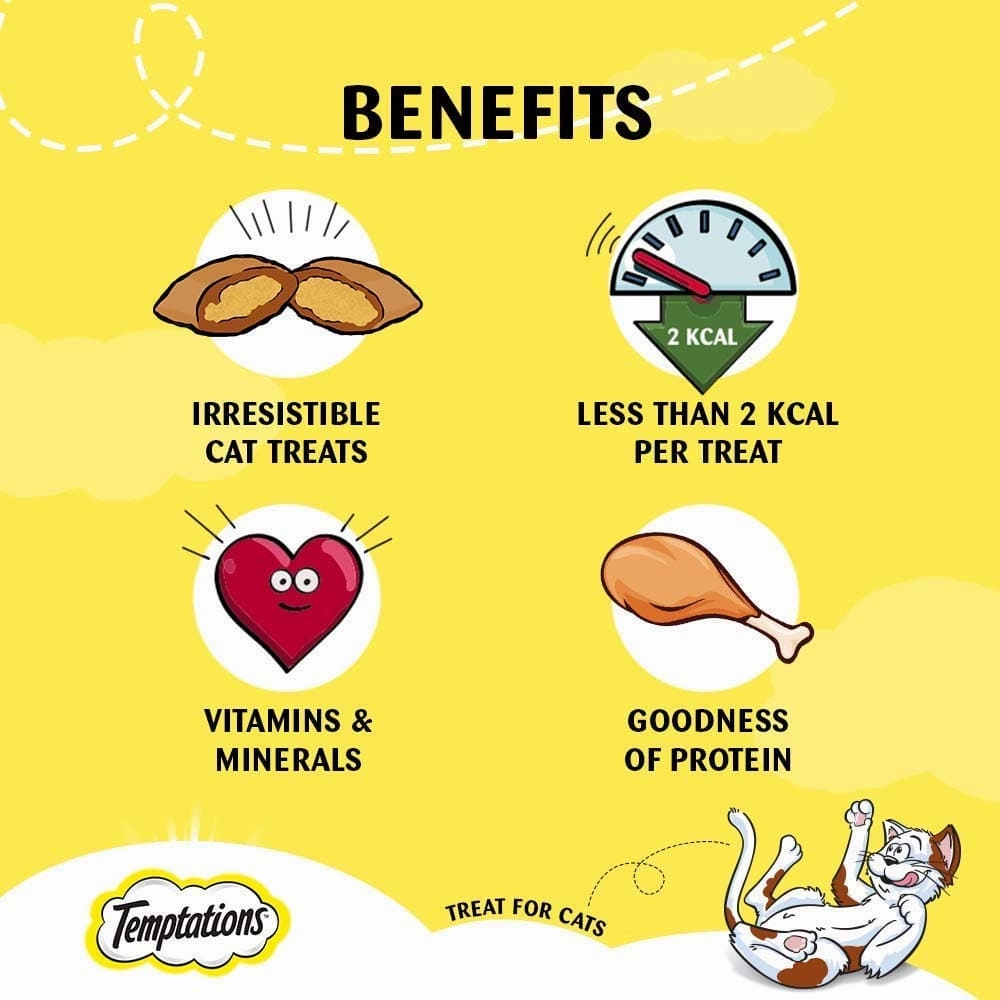 Temptations Savoury Salmon, Tasty Chicken and Tempting Tuna Flavour Cat Treats Combo