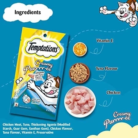 Temptations Seafood Medley Flavour, Tempting Tuna Flavour and Creamy Purrrr ee Chicken & Tuna Cat Treats Combo