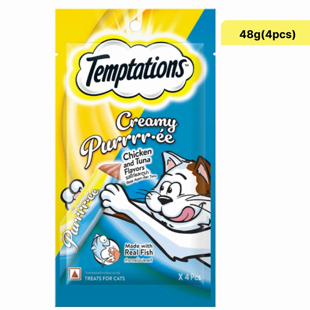 Temptations Seafood Medley Flavour, Tempting Tuna Flavour and Creamy Purrrr ee Chicken & Tuna Cat Treats Combo