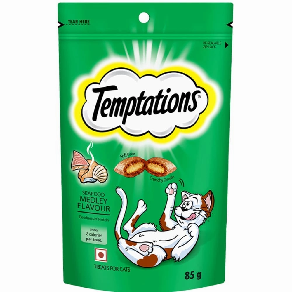 Temptations Tasty Chicken, Savoury Salmon and Seafood Medley Flavour Cat Treats Combo