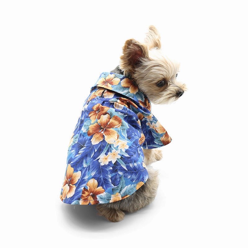 Tropical Island Dog Shirt Blue