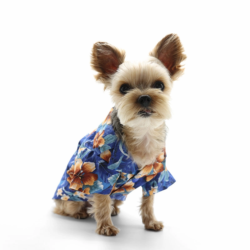 Tropical Island Dog Shirt Blue