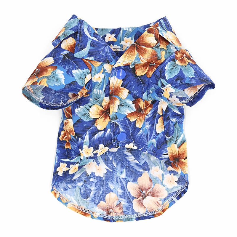 Tropical Island Dog Shirt Blue