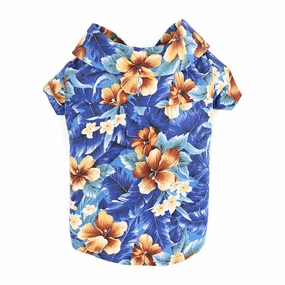 Tropical Island Dog Shirt Blue