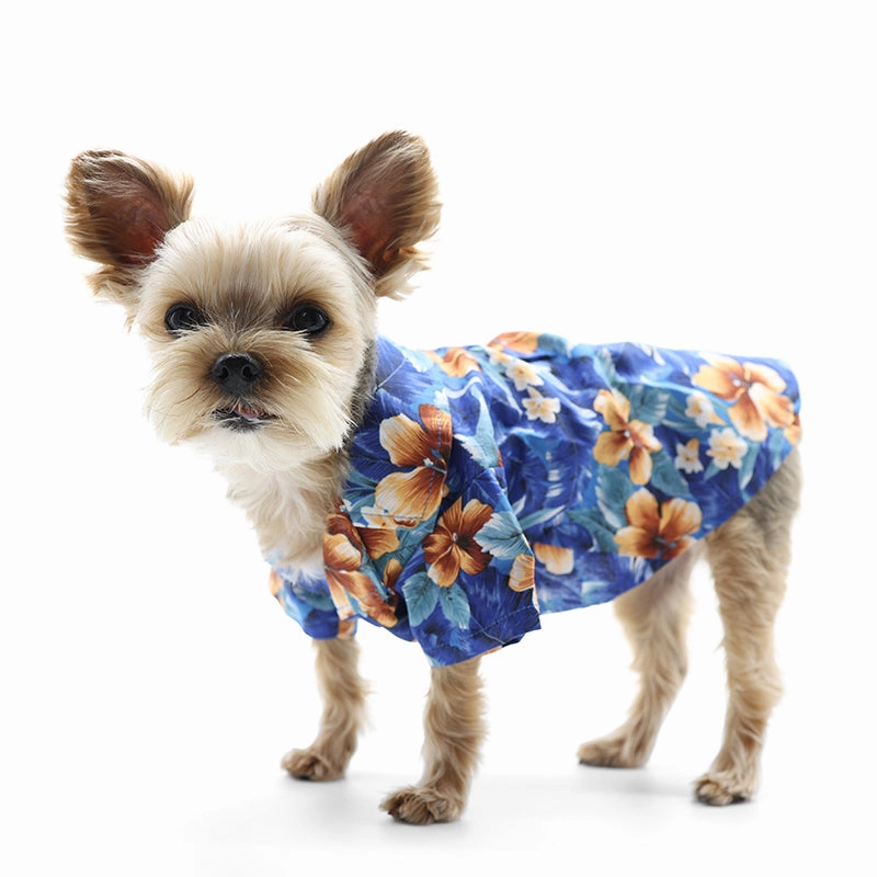 Tropical Island Dog Shirt Blue