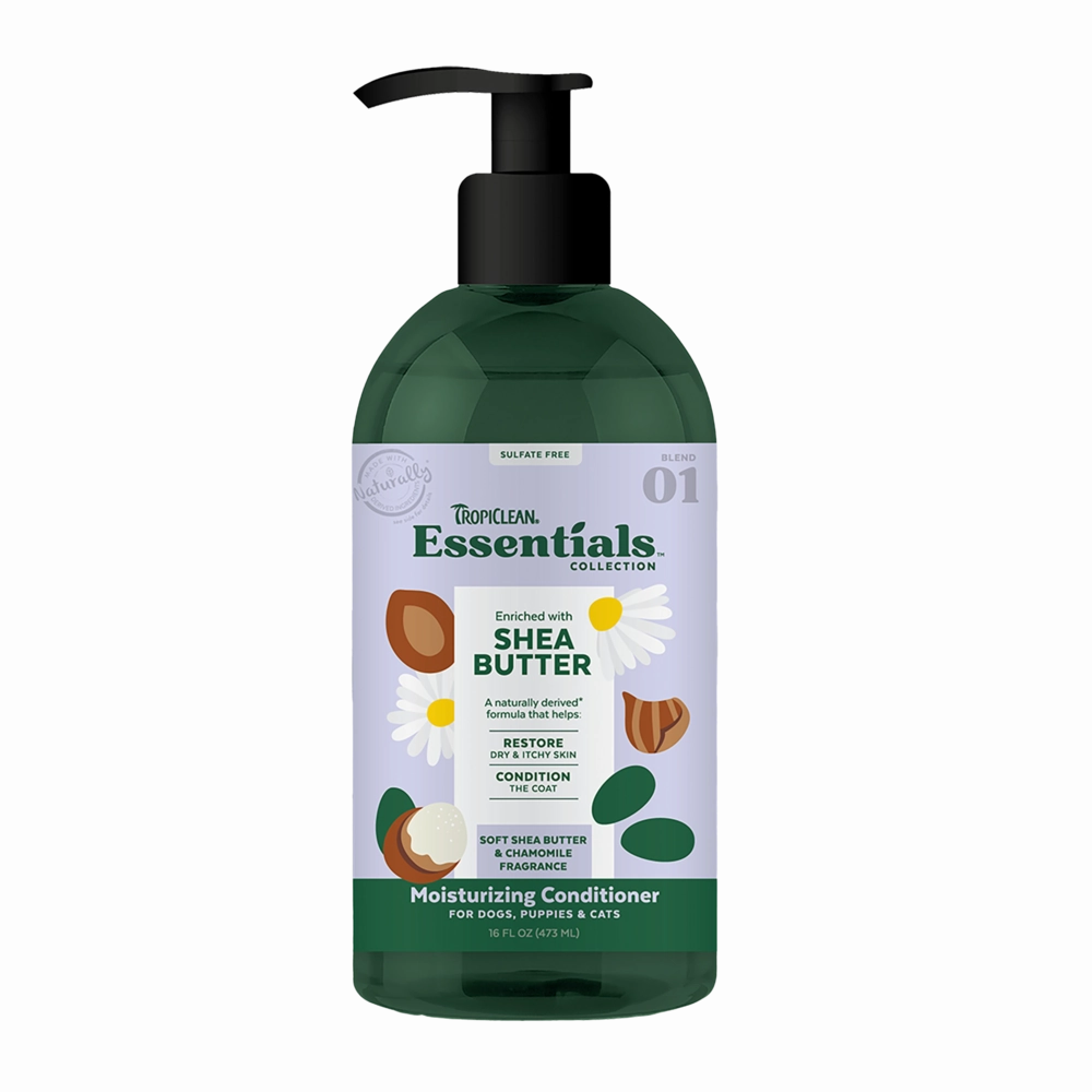 TropiClean Essentials Moisturizing Conditioner Shea Butter - Soft Shea Butter & Chamomile for Dogs 16oz