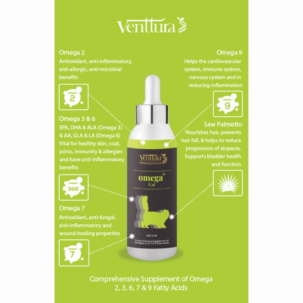 Venttura Healthy Skin & Glowing Coat Omega Fatty Acid Supplement for Cats