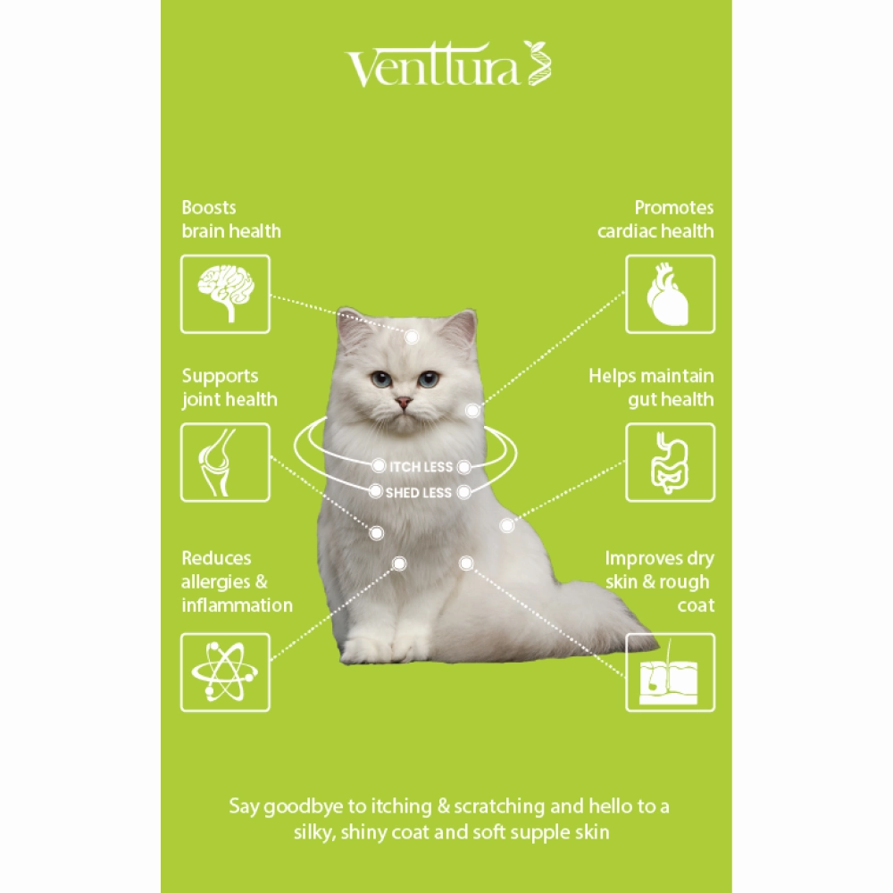Venttura Healthy Skin & Glowing Coat Omega Fatty Acid Supplement for Cats