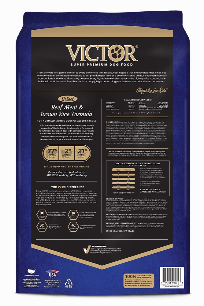 Victor Select Beef Meal & Brown Rice Formula Dry Dog Food
