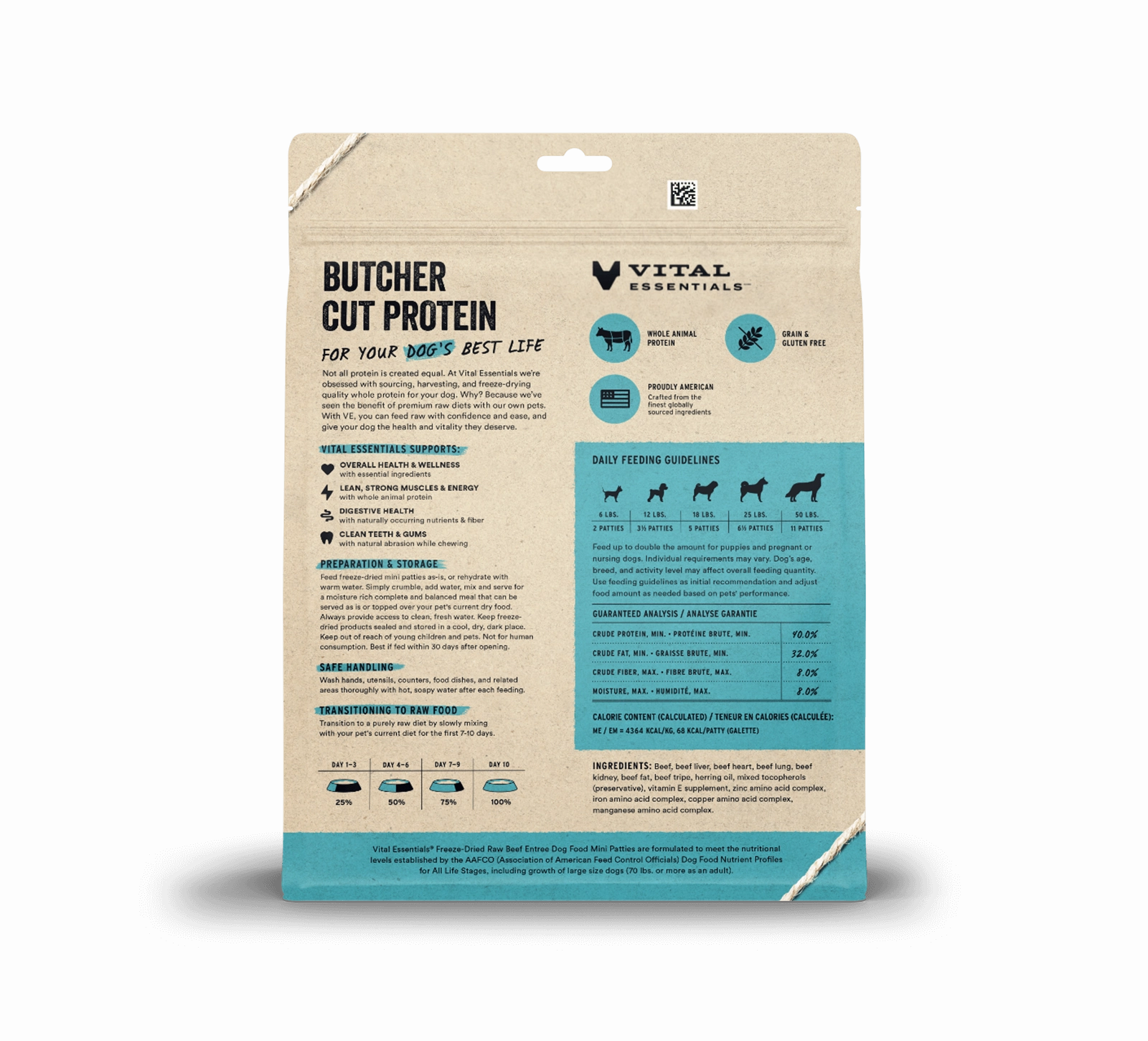 Vital Essentials Beef Entree Mini Patties Freeze-Dried Raw Dog Food