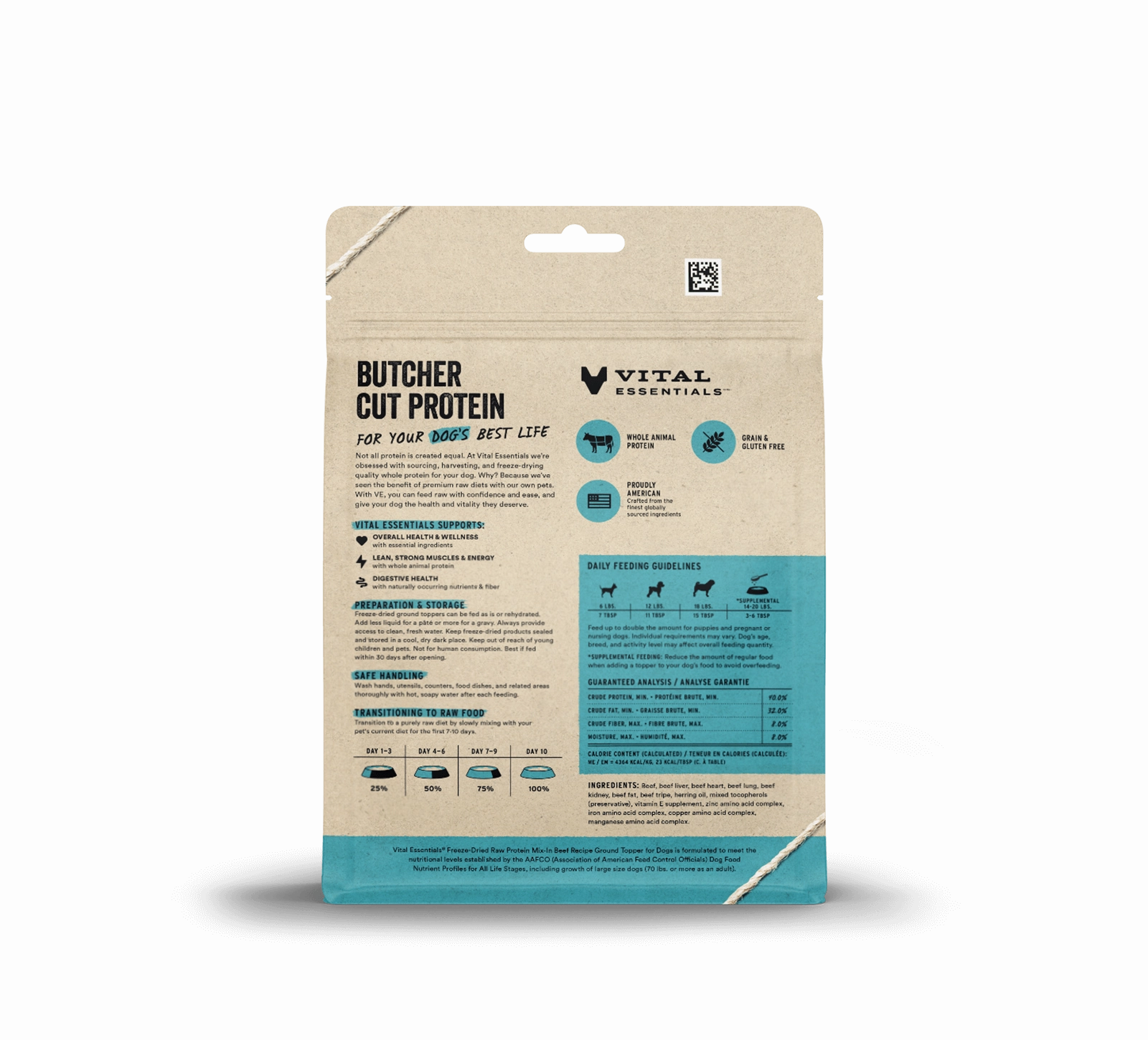 Vital Essentials Beef Recipe Freeze-Dried Raw Protein Mix-In Ground Topper For Dogs