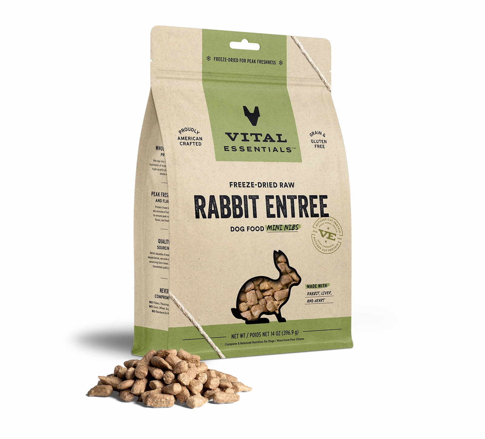 Vital Essentials Rabbit Entree Mini Nibs Freeze-Dried Raw Dog Food