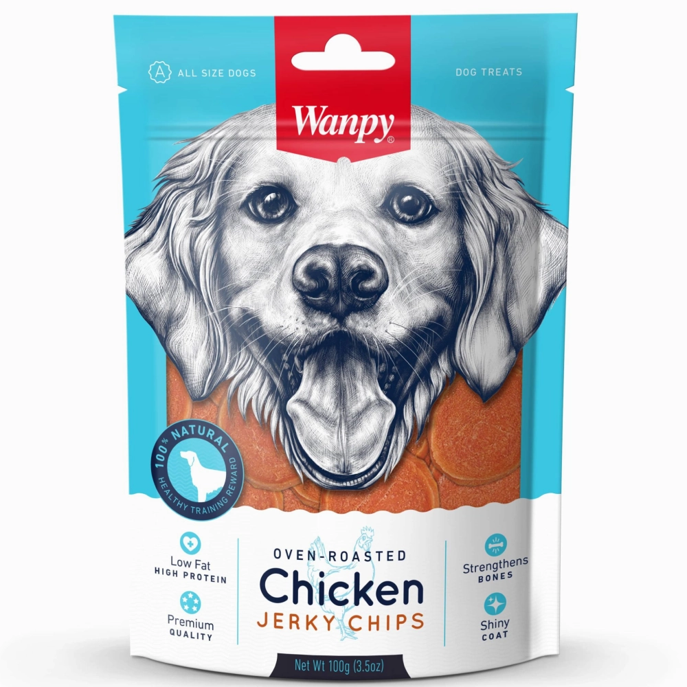 Wanpy Oven Roasted Chicken Jerky Chips Dog Treats