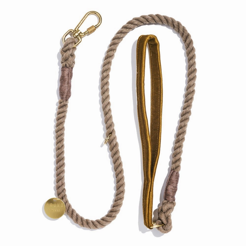 Washable Velvet Dog Leash Brown