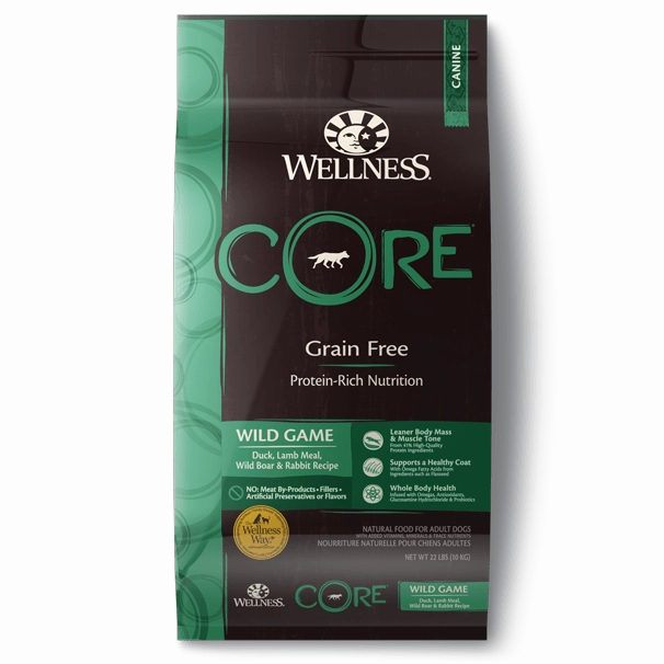 Wellness CORE Grain Free Natural Wild Game Duck, Turkey, Wild Boar and Rabbit Recipe Dry Dog Food