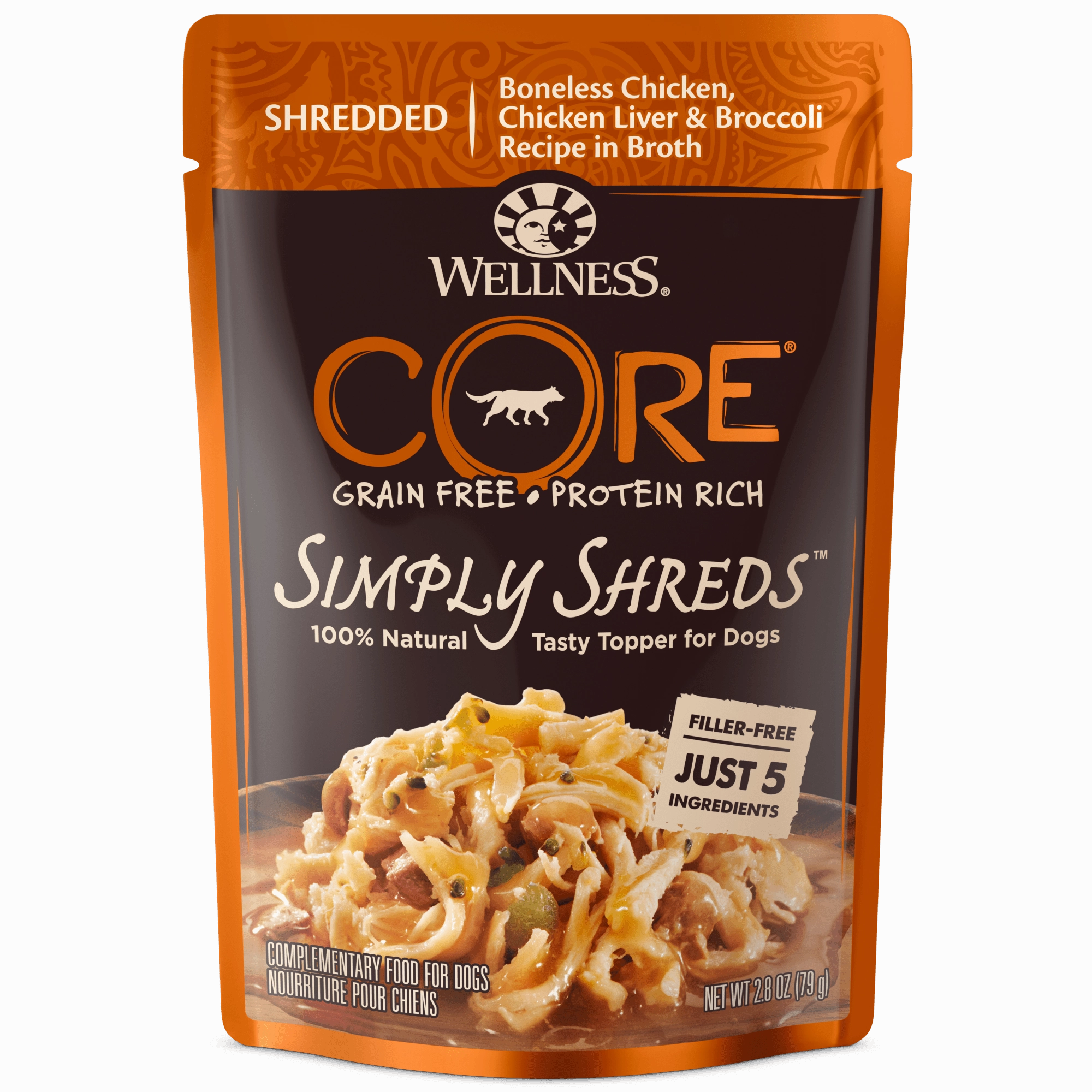 Wellness CORE Simply Shreds Chicken Chicken Liver & Broccoli In Broth Dog Food Topper