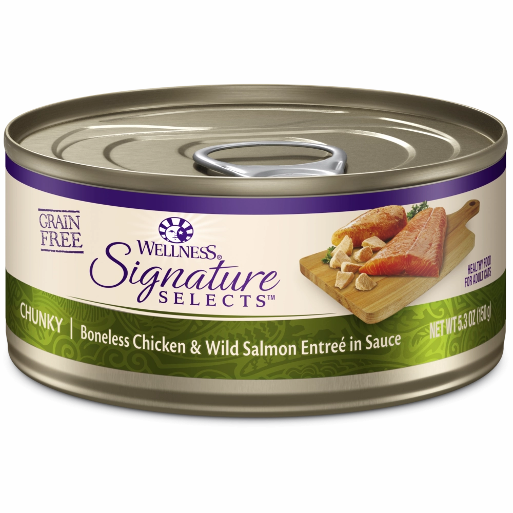 Wellness Signature Selects Grain Free Natural White Meat Chicken and Wild Salmon Entree in Sauce Wet Canned Cat Food